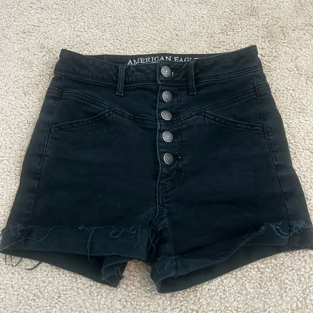 American Eagle Outfitters 5 button jean shorts black 2